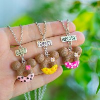 Кулон для троих друзей "Best Friends Forever. Пончики ушки Микки цвет лета"